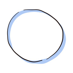 ペンで手描きされたシンプルで可愛い丸いフレームのイラスト素材