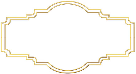 Simple golden geometric frame is isolated on white background. Luxury gold border for invitations, luxury templates, and decorative patterns. Gold border design. 3D png illustration.