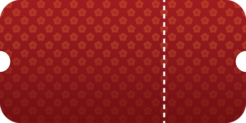 Red Ticket with Floral Pattern Illustration. Mockup and template design.