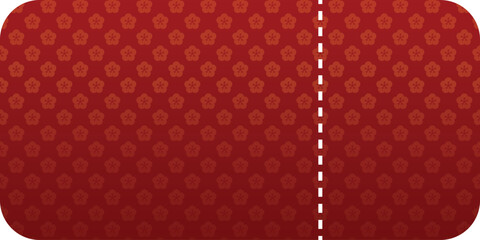 Decorative Red Ticket With Cherry Blossom Pattern. Mockup and template design.