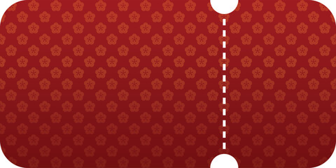 Red Floral Pattern Ticket Graphic. Mockup and template design.