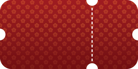 Red Ticket with Flower Pattern. Mockup and template design.