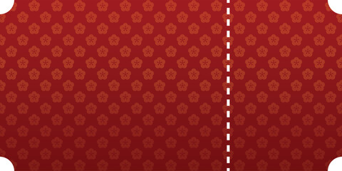 Decorative Red Ticket With Floral Pattern. Mockup and template design.