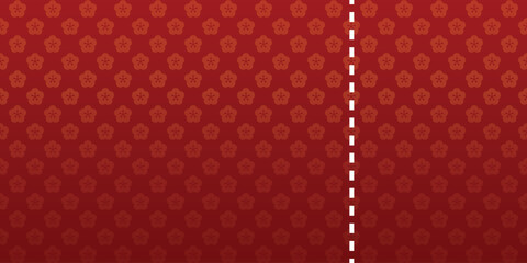 Red Ticket with Sakura Flower Pattern. Mockup and template design.