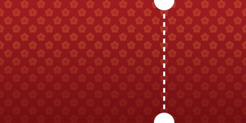 Red Ticket with Floral Pattern Illustration. Mockup and template design.