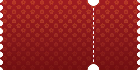 Premium Red Ticket with Floral Pattern. Mockup and template design.