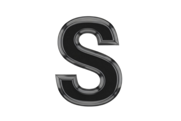 3D glossy glass alphabet letter S isolated on transparent background