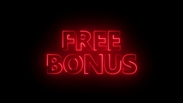 neon free bonus text effect, editable neon light text style isolated on dark background.