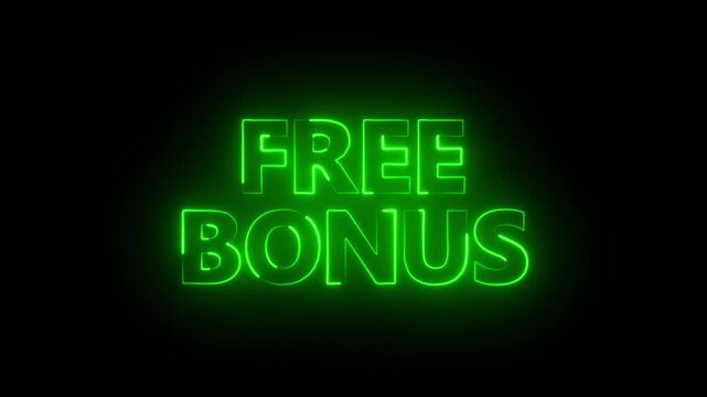 neon free bonus text effect, editable neon light text style isolated on dark background.