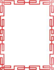 Simple red geometric frames are isolated on white background. Luxury red borders for invitations, luxury templates, and decorative patterns. Chinese border design. 3D png illustration.