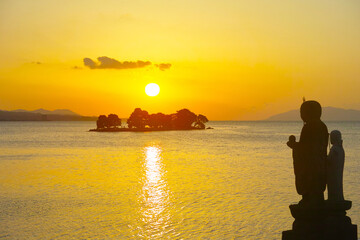 松江市から見た宍道湖の夕日
