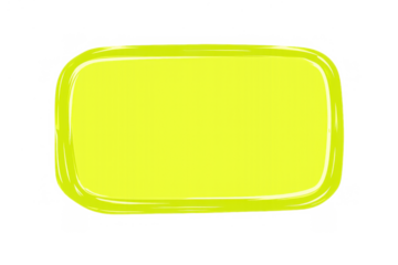 Yellow shiny rounded rectangle frame or sticker for text with glossy border element, isolated on transparent background