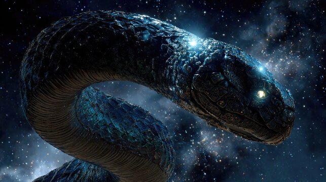 Mythical Apep Apophis Chaos Dragon Looming Above Temples and Desert
