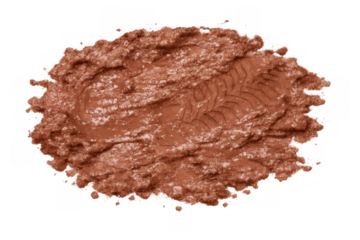 Mud splatter with shoe footprint creating a textured brown track, messy soil element on transparent background