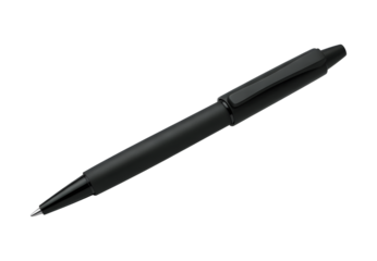 Black ballpoint pen isolated on transparent background