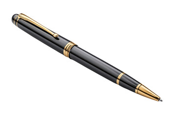 Black and gold luxury ballpoint pen on a black background writing instrument