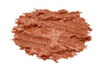 Muddy tire tracks on red clay dirt, wet earth texture with vehicle footprint, isolated on transparent background