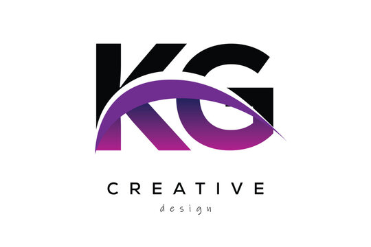 KG Creative And Modern Letter Logo Design with Creative Purple Wave Abstract Latter Logo Concept.