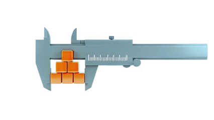 Caliper measuring stack of orange cubes