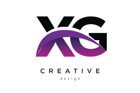 XG Creative And Modern Letter Logo Design with Creative Purple Wave Abstract Latter Logo Concept.