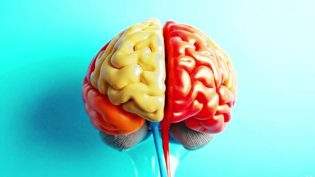 A video showcasing a colorful brain with different sections highlighted in various colors