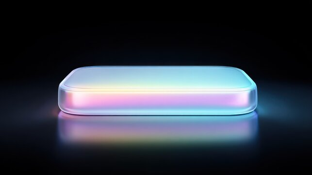 Iridescent, rectangular block emits soft, multicolored light against a dark backdrop - Powered by Adobe