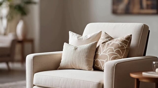 Cozy living room armchair with decorative pillows