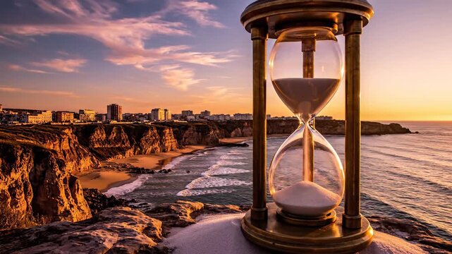 Moving through Time At Sunset Over Coastal Cliffs