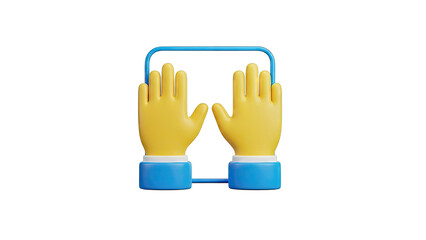 Obraz premium 3D Cartoon Hands Holding Blue Bar