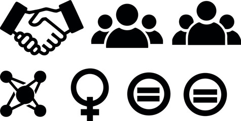 Business and social gender equality and team icons vector set for professional use 