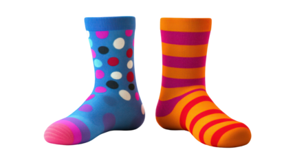 Two pairs of athletic socks laid flat modern sporty style on transparent background