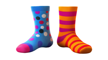 Two pairs of athletic socks laid flat modern sporty style on transparent background