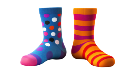 Two pairs of athletic socks laid flat modern sporty style on transparent background