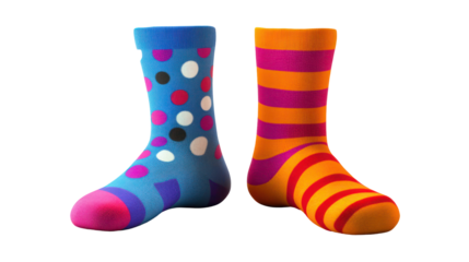 Two pairs of athletic socks laid flat modern sporty style on transparent background