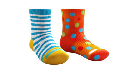 Two pairs of athletic socks laid flat modern sporty style on transparent background