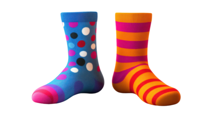 Two pairs of athletic socks laid flat modern sporty style on transparent background