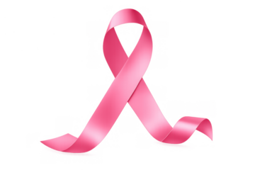 Pink ribbon showing support for breast cancer awareness, health, and medical campaigns. Transparent background