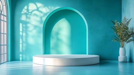 Clean commercial product promotion background with balanced studio lighting, minimalist stage, large open space for headline text, professional advertising layout