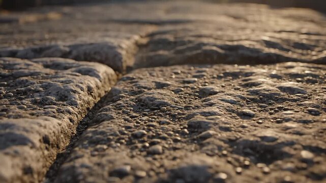 Zooming Across Old Stone Pavement at Golden Hour