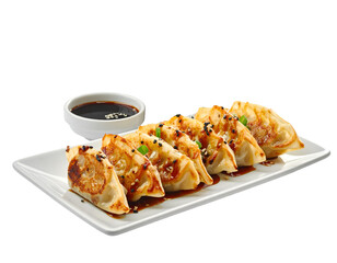 gyoza with sauce isolated on transparent png