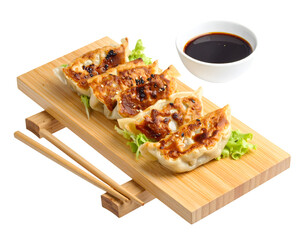 gyoza with sauce isolated on transparent png