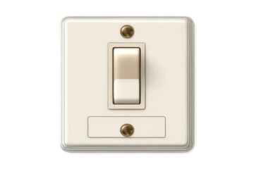 Vintage light switch toggling on wall, ivory electric button controlling power supply, providing home hardware