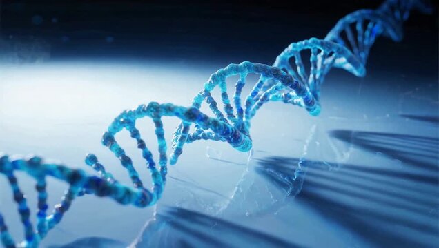 Blue DNA double helix structure