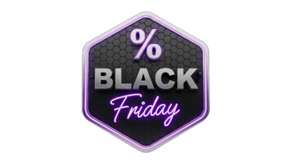 Black Friday Sale Discount Emblem with Neon Lights