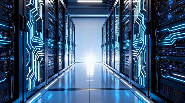 server room with circuit designs