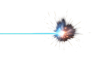 Energy Beam Hit Effect Cut Out PNG Laser Beam Impact Explosion Isolated on Transparent Background

