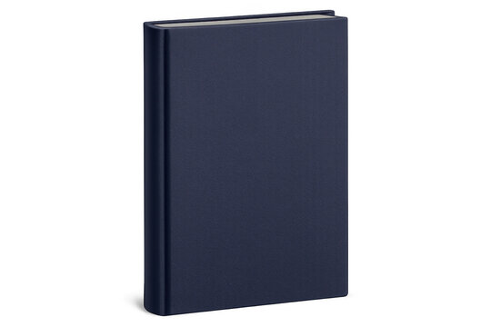 Blank dark blue hardcover book mockup standing on a transparent background, offering space for custom design