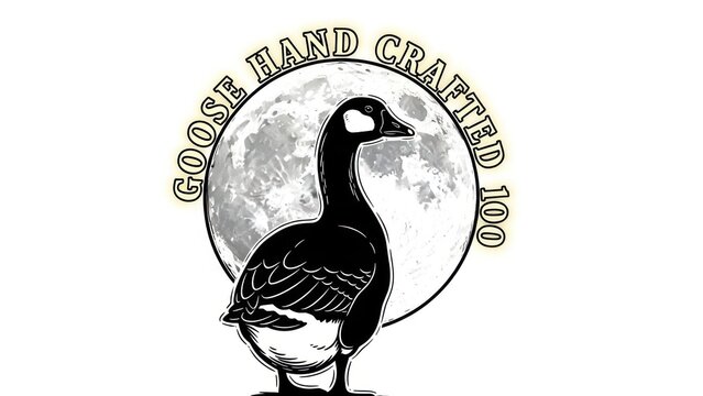 Goose silhouette hand crafted design logo illustration