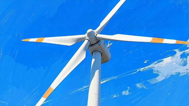 Wind turbine against blue sky