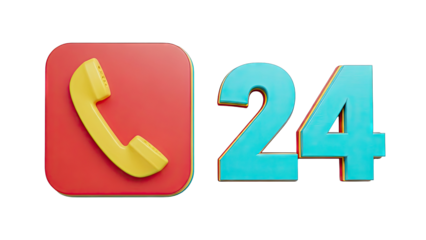 3D Render of 24 Hour Phone Service Icon